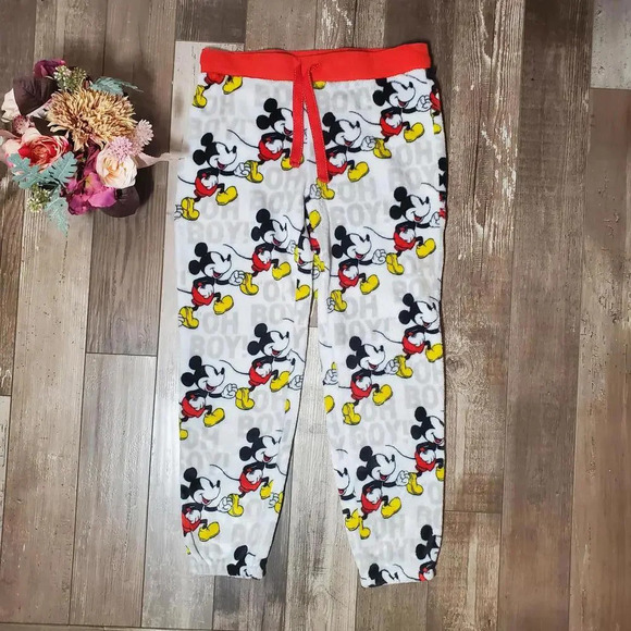 Disney Mickey Mouse Women's Fleece Jogger Sleepwear PJ Bottoms Size Medium 8-10 - Picture 1 of 16